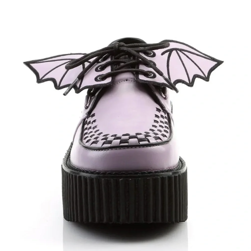 Demonia lilac & black reversible removable bat wings accessory for shoes NWOT